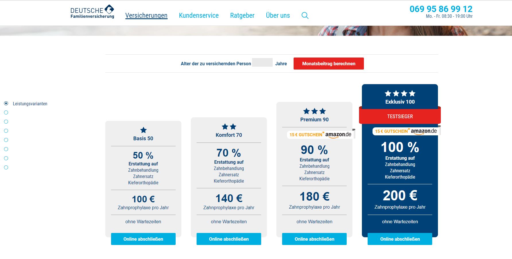 Alternativen zu Deutsche Familienversicherung Zahnzusatzversicherung